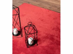 Clearance the carpet Alfombra pelo corto lavable antideslizante - - 120 cm Redondo - RELAX Rojo