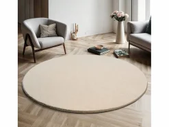 the carpet Alfombra pelo corto lavable antideslizante - - 200 cm Redondo - RELAX Beige