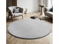 Clearance Alfombra pelo corto lavable antideslizante - - 120 cm Redondo - RELAX Alfombra Redonda