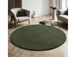 New Alfombra pelo corto lavable antideslizante - Bosque - 200 cm Redondo - RELAX Alfombra Redonda