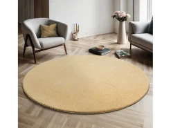 Clearance the carpet Alfombra pelo corto lavable antideslizante - Oro - 200 cm Redondo - RELAX Dorado