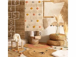 Atmosphera for Kids Alfombra pompon algodón 90x90cm