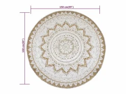 Clicnbuy Alfombra redonda 150 cm yute trenzado estampado