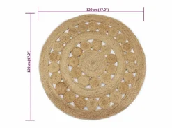 Clicnbuy Alfombra redonda 120 cm yute trenzado con diseño