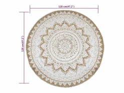Clicnbuy Alfombra redonda 120 cm yute trenzado estampado