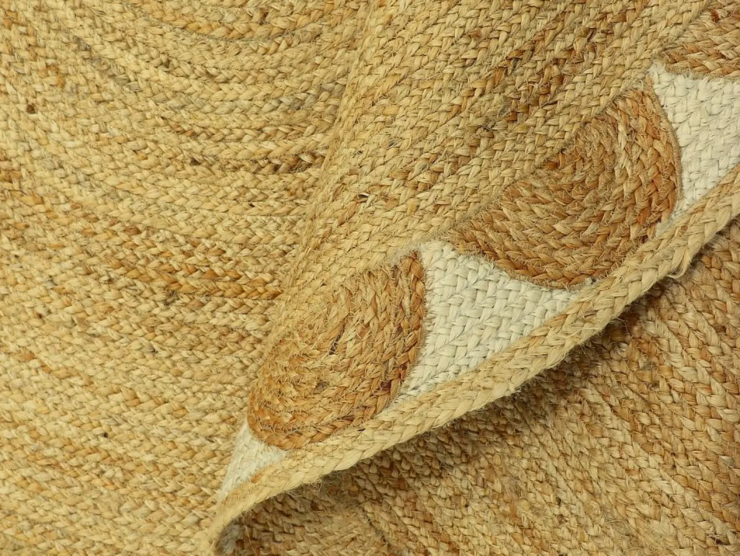 OZAIA Alfombra redonda floral 100% yute - D. 200 cm - Natural - INDIRA