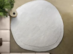 Best OZAIA Alfombra redonda orgánica 100% lana hecha a mano - 200 x 200 cm - 2200g/m2 - - WILLOW Crema