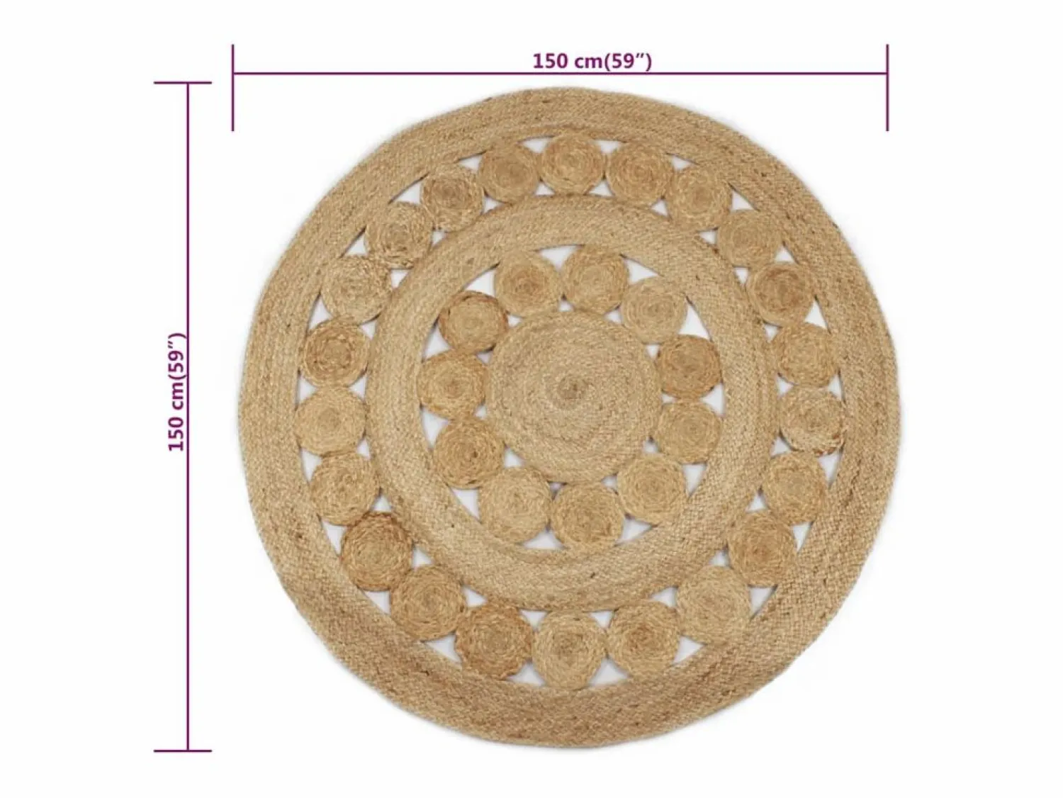 Clicnbuy Alfombra redonda yute trenzado con diseño 150 cm