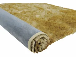 OZAIA Alfombra shaggy de pelo largo - Dorada - 160 x 230 cm - poliéster - GLITTER