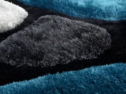 OZAIA Alfombra shaggy turquesa y gris poliéster 160x230 cm PIETRA Azul turquesa