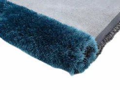 OZAIA Alfombra shaggy turquesa y gris poliéster 160x230 cm PIETRA Azul turquesa