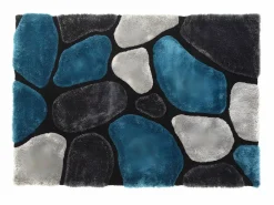 Online Alfombra shaggy turquesa y gris poliéster 140x200 cm PIETRA Alfombra De Salón