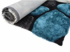Online Alfombra shaggy turquesa y gris poliéster 140x200 cm PIETRA Alfombra De Salón