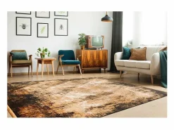 Meublorama Alfombra 150x80cm, diseño E409E en color dorado - Confort y elegancia para su interior