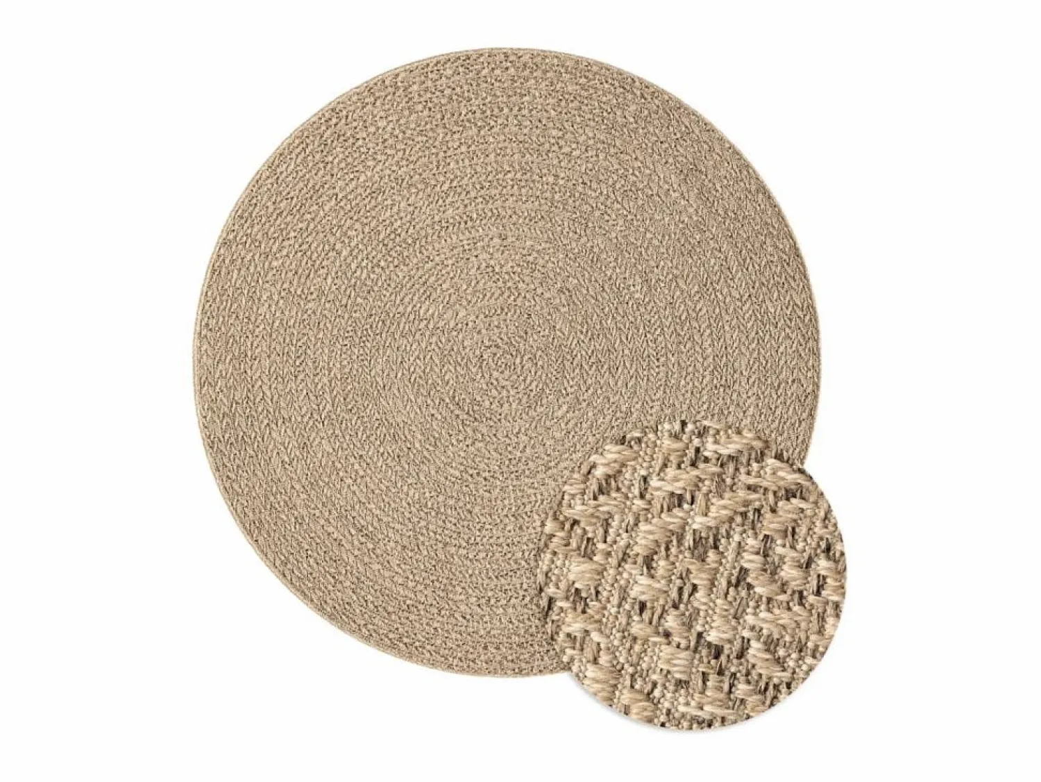Outlet Alfombra ZIZUR apariencia de yute interior y exterior 120 cm ES81927 Marru00f3n
