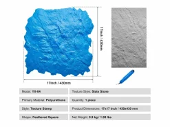 Online Alfombrilla de Tampón para Hormigón SucceBuy, 430 x 430 mm, Piel Texturizada de Poliuretano para Moldeado Azul
