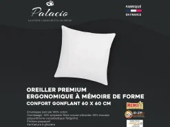 Palacio Almohada con memoria de forma mémofill 60 x 60 cm. Percal 91 hilos/ cm² - 750 gr - - AUXENCE