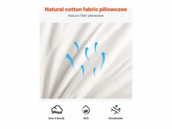 New Almohada de Plumas SucceBuy, Lote de 2, 91 x 50 cm, con Funda de Algodón, Relleno de Plumón de Ganso y Fibra Sintética, Buen Soporte, Confort Óptimo, Blanco
