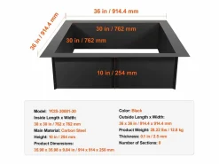 Discount Anillo de Chimenea Cuadrado SucceBuy, con Revestimiento Exterior de Acero 91 x 92 cm para Chimenea, Anillo de Fogata Negro