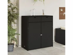 Annemarie Armario de almacenaje de jardín ratán PE 105x55x113 cm Armario De Jardín