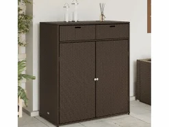 Hot Annemarie Armario de almacenaje de jardín ratán PE marrón 105x55x113 cm Armario De Jardín
