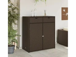 Hot Annemarie Armario de almacenaje de jardín ratán PE marrón 105x55x113 cm Armario De Jardín