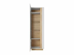 Outlet Aparador - 1 puerta - Con LEDs - Blanco brillante y roble - MURARI Vitrina