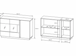 Online Vente-unique Aparador - 3 puertas - Con LEDs - Blanco brillante y roble - MURARI Color natural claro / Blanco