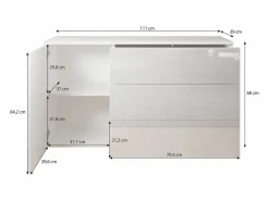 Aparador 110 cm mate para salón – moderno con 3 cajones y 1 puerta roble wotan