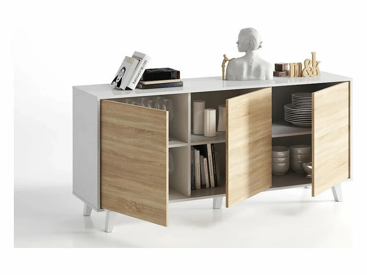Best Loungitude Aparador 3 puertas - L154 cm - Zaiken Plus Blanco