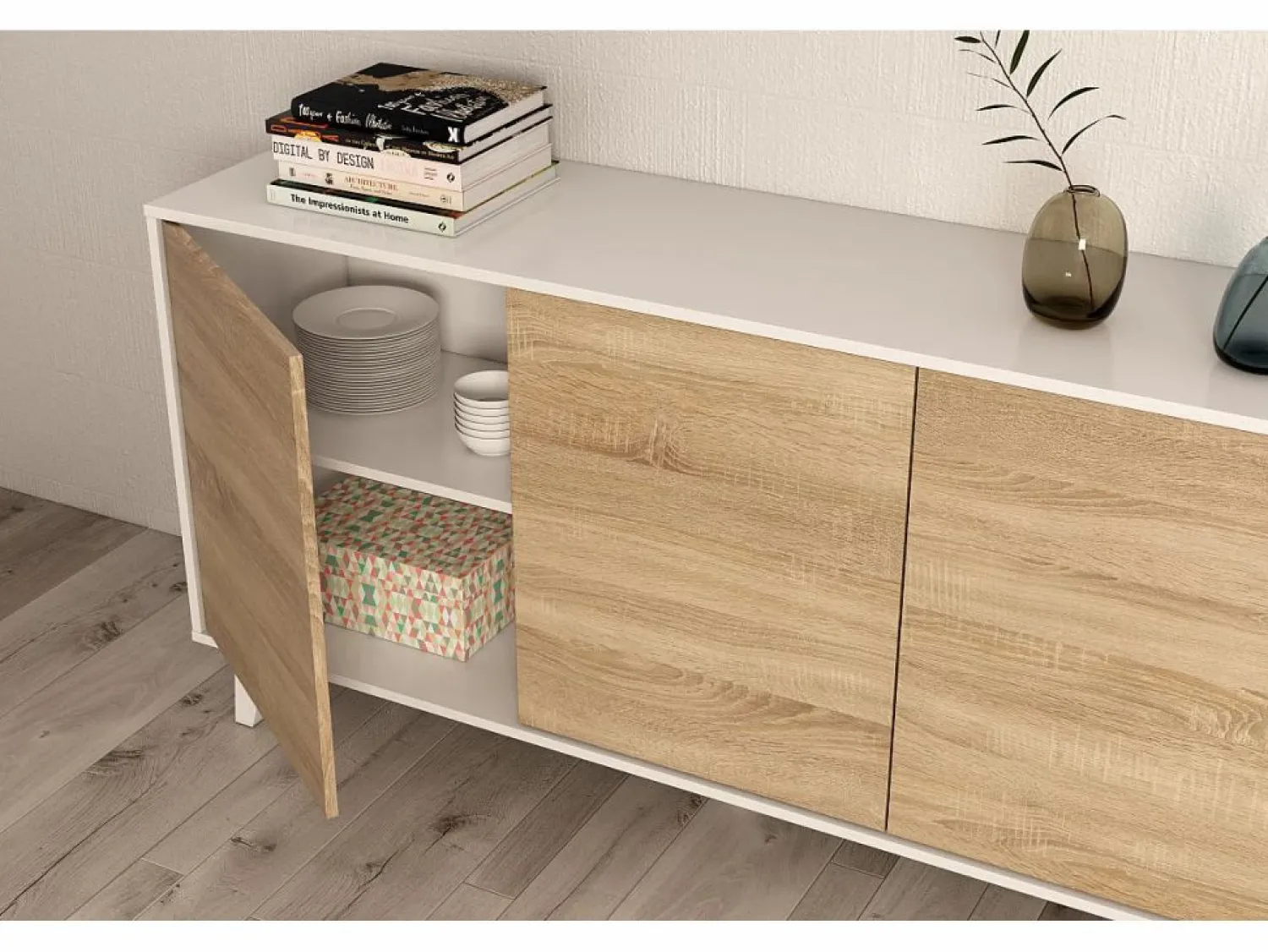 Best Loungitude Aparador 3 puertas - L154 cm - Zaiken Plus Blanco