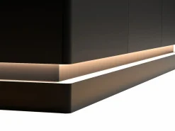 Sale Vente-unique Aparador 3 puertas con LEDs de MDF - Negro y efecto mármol blanco - DEVIKA de Pascal MORABITO Negro / Blanco