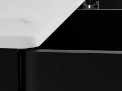 Sale Vente-unique Aparador 3 puertas con LEDs de MDF - Negro y efecto mármol blanco - DEVIKA de Pascal MORABITO Negro / Blanco