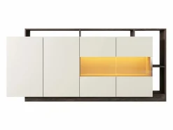 Online Aparador 4 puertas y 4 nichos con LEDs - Beige y Natural oscuro - IDESIA Aparador