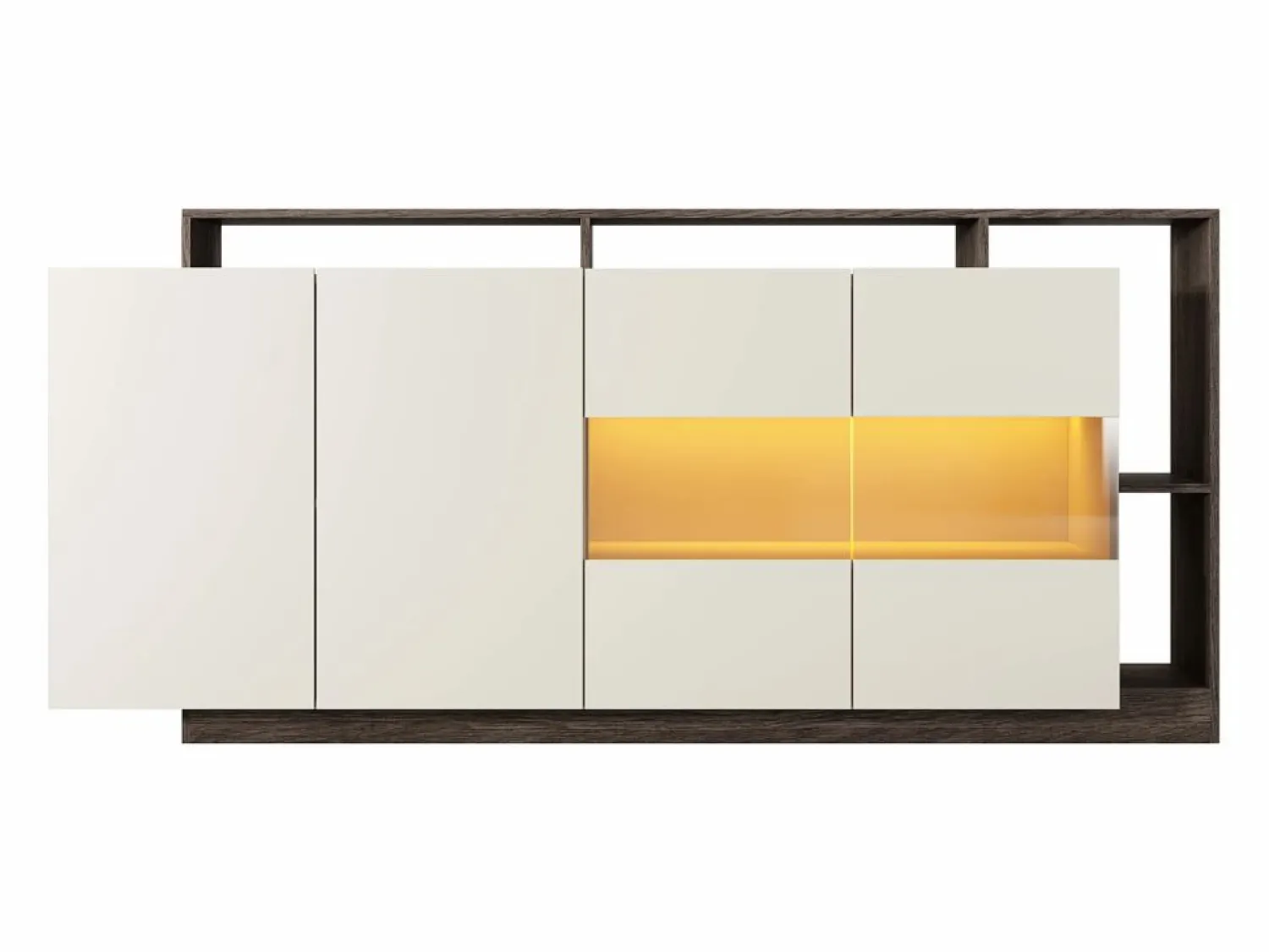 Online Aparador 4 puertas y 4 nichos con LEDs - Beige y Natural oscuro - IDESIA Aparador