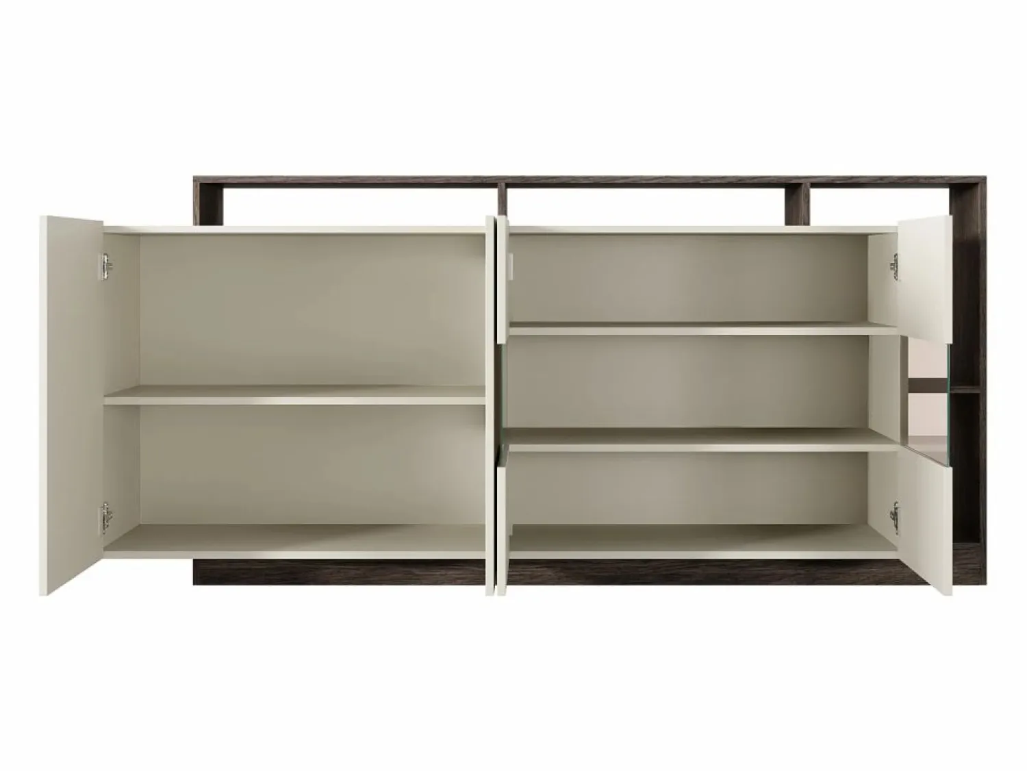 Online Aparador 4 puertas y 4 nichos con LEDs - Beige y Natural oscuro - IDESIA Aparador