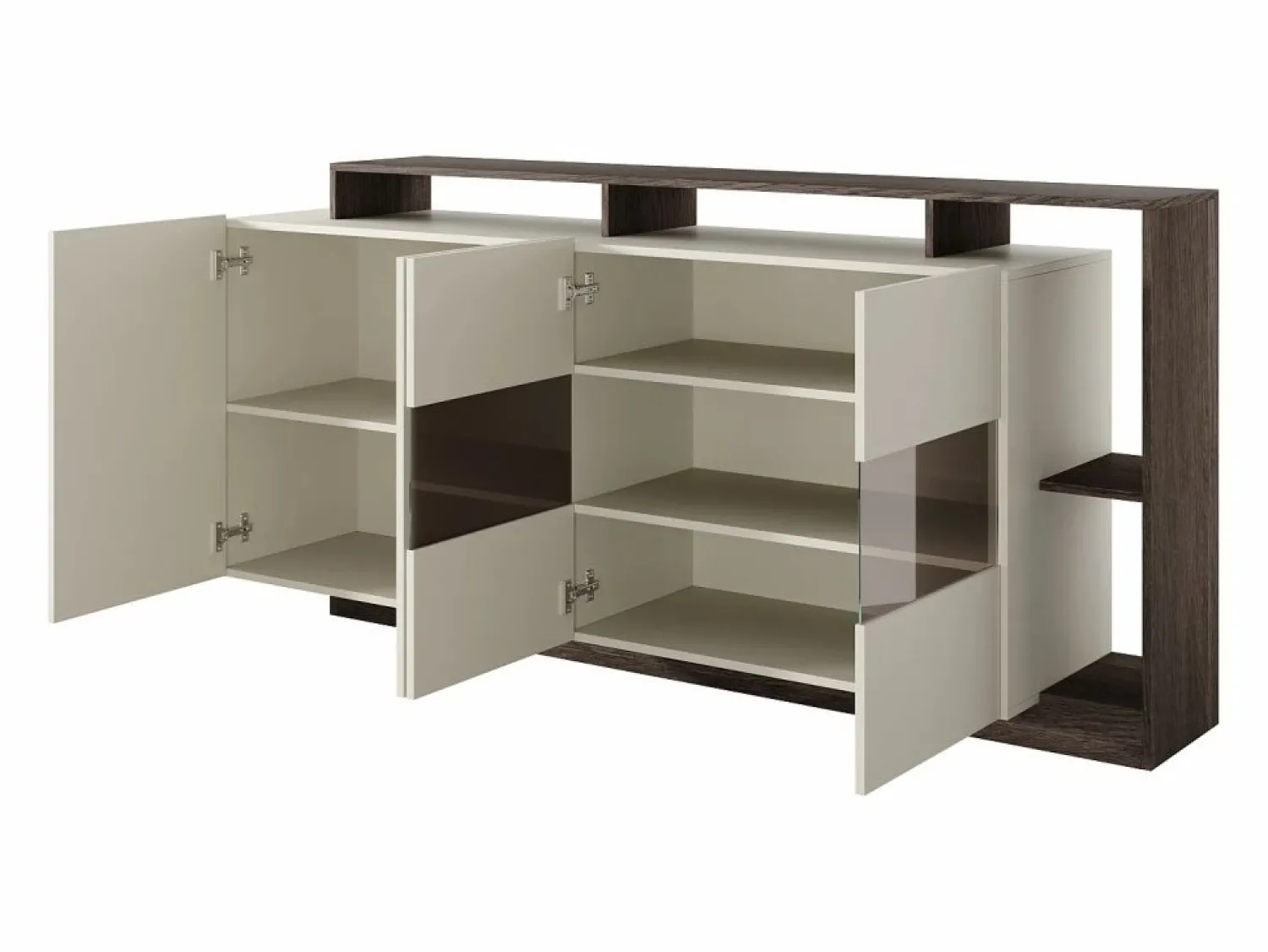 Online Aparador 4 puertas y 4 nichos con LEDs - Beige y Natural oscuro - IDESIA Aparador