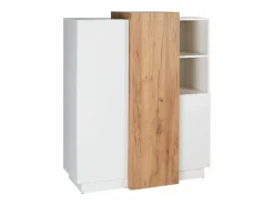 Vente-unique Aparador alto - 3 puertas y 2 estantes - y roble - FRANCOLI