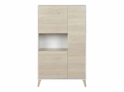 Hot Aparador alto 3 puertas escandinavo KOLYMA - roble y blanco Aparador