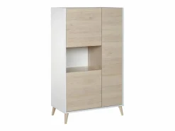 Hot Aparador alto 3 puertas escandinavo KOLYMA - roble y blanco Aparador
