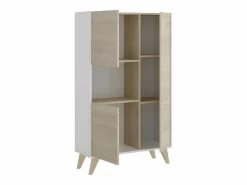 Hot Aparador alto 3 puertas escandinavo KOLYMA - roble y blanco Aparador