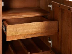 Maison Céphy Aparador alto con 4 puertas de madera de mango y metal negro - Natural - MIZORAM