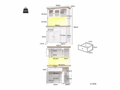 Discount Merax Aparador alto de cocina - 104 x 40 x 180 cm - con estantes regulables + LEDs + 5 puertas + 1 cajón - Metal + MDF - Blanco