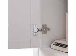 Discount Merax Aparador alto de cocina - 104 x 40 x 180 cm - con estantes regulables + LEDs + 5 puertas + 1 cajón - Metal + MDF - Blanco