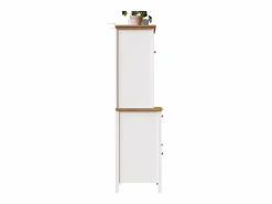 Discount Merax Aparador alto de cocina - 104 x 40 x 180 cm - con estantes regulables + LEDs + 5 puertas + 1 cajón - Metal + MDF - Blanco