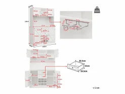 Hot Merax Aparador alto de cocina - 120 x 40 x 188 cm - con estantes regulables + botellero + 4 puertas + 2 cajones - MDF - Blanco