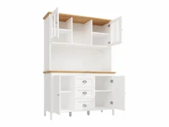 New Aparador alto de cocina - 120 x 40 x 179 cm - con LEDs + 4 puertas + 3 cajones + balda - MDF + metal - Aparador De Cocina