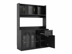 Best Aparador alto de cocina - 120 x 35 x 167 cm - con estantes regulables + 3 puertas + 1 cajón + LED - MDF + PB - Aparador De Cocina