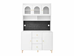 New Merax Aparador alto de cocina - 140 x 40 x 190 cm - con 3 cajones + 5 puertas + estantes - MDF - Blanco
