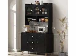 Merax Aparador alto de cocina - 140 x 40 x 190 cm - con 3 cajones + 5 puertas + estantes - MDF -